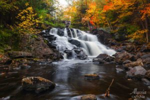 Waterfall in autumn using long exposure technique