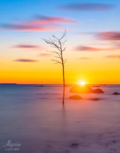 Sunset at the beach using long exposure technique.