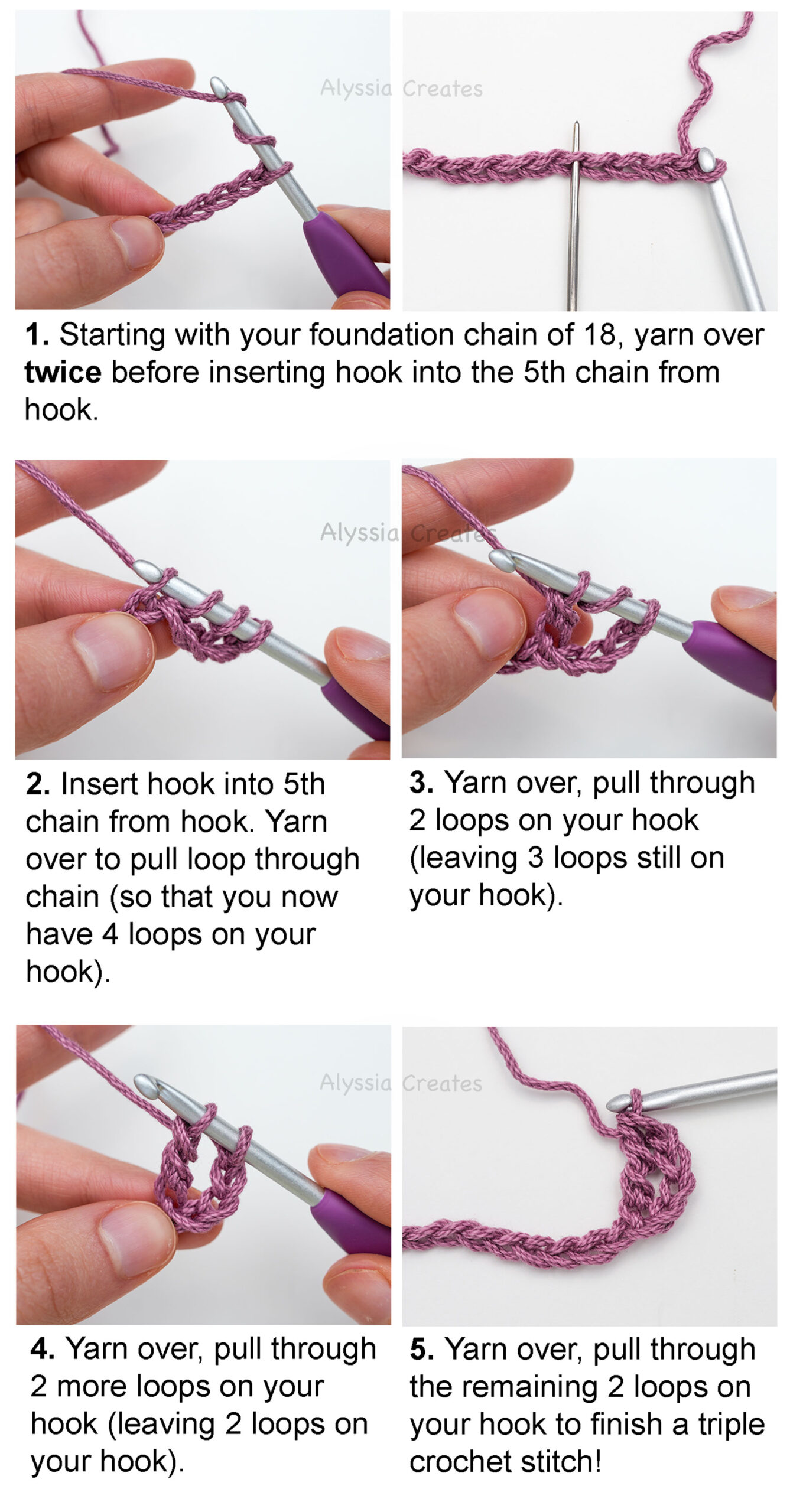 13+ How To Do A Triple Crochet How to do a Triple Crochet Stitch for Beginners - Alyssia Creates