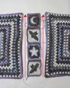 attaching granny square panel to the back