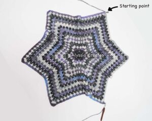 Photo of round 22 for crochet hexagon