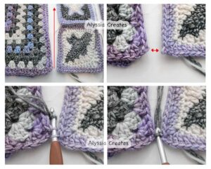 attaching granny square panel to the back