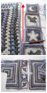 attaching granny square panel to the back