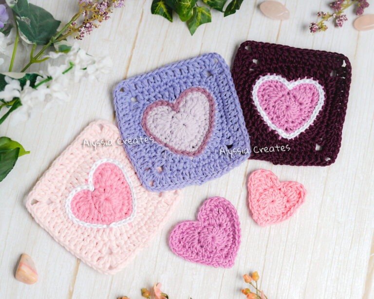 crochet heart granny square