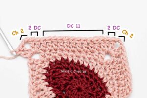 Heart granny square round 6