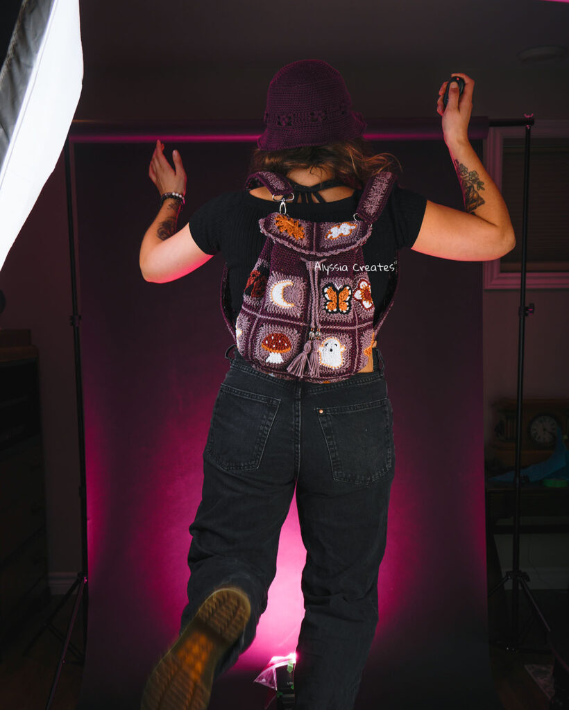 Behind the scenes crochet product photography photoshoot