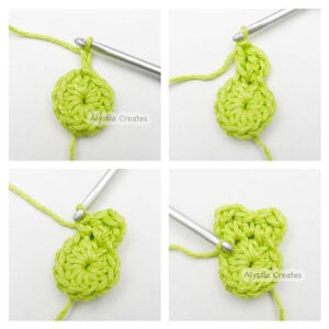 Clover granny square round 1 step 1