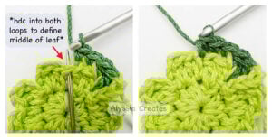 Clover granny square round 3 step 3