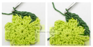 Clover granny square round 3 step 4