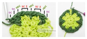 Clover granny square round 3 step 6