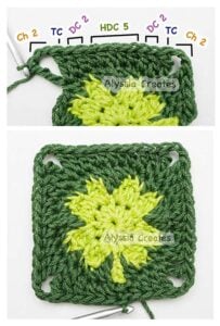 Clover granny square round 4