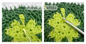 Clover granny square outline slip stitch round step 1