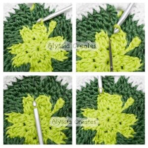 Clover granny square outline slip stitch round step 2