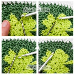 Clover granny square outline slip stitch round step 3