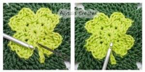 Clover granny square outline slip stitch round step 4