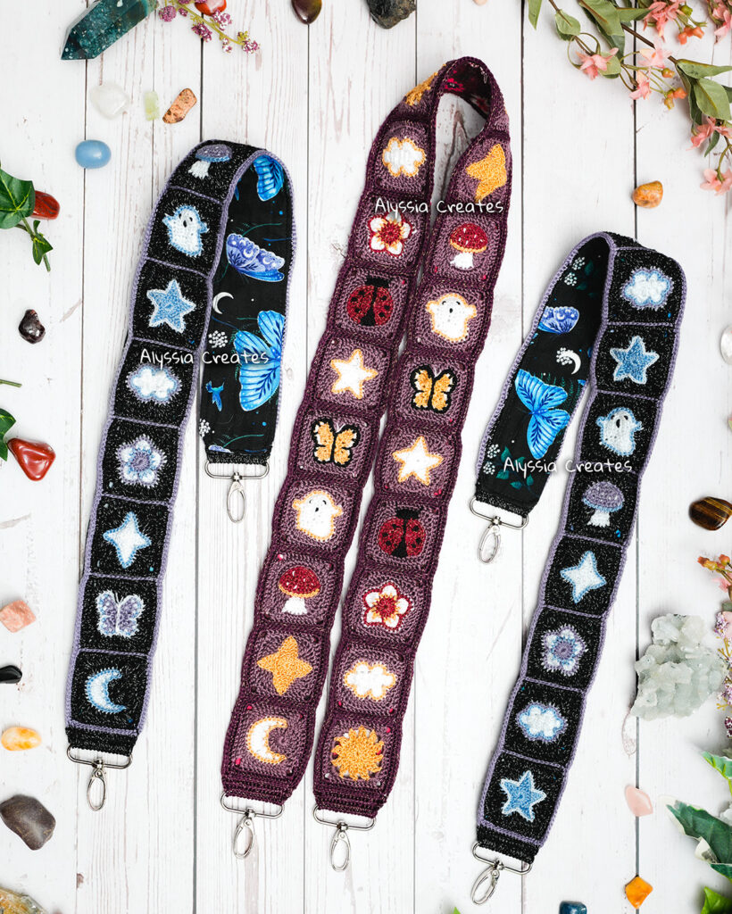 Crochet Mini Granny Square Strap Pattern by Alyssia Creates