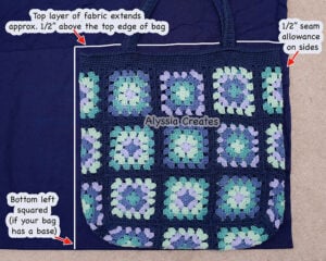 Tracing fabric for crochet bag lining