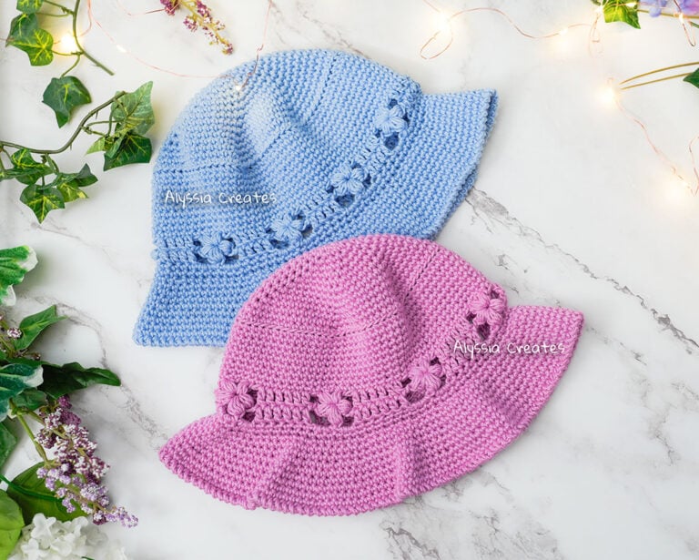 crochet flower bucket hat